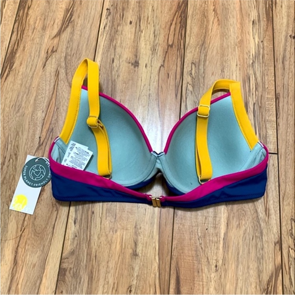 Boden Blue, Pink, and Yellow Colorblock Swimsuit Top 34C NWT - Picture 5 of 6